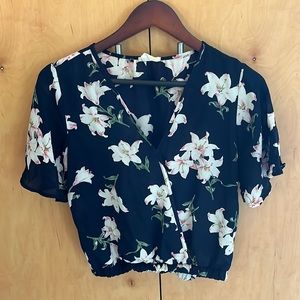 Sienna Sky navy blue floral top
